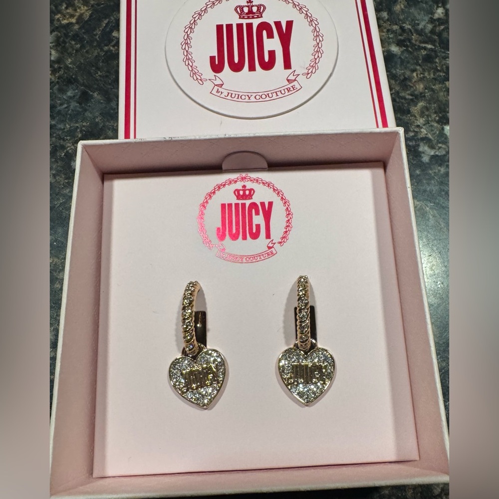 Juicy Couture Sparkling Gold Heart Earrings